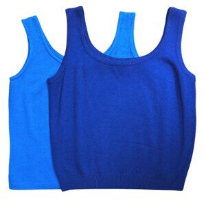 St. John Vintage Santana Knit Shell Tank Top Large Basic Blue Great Condition